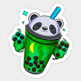 Starry Panda Bubble Tea - Emerald Dream Sticker